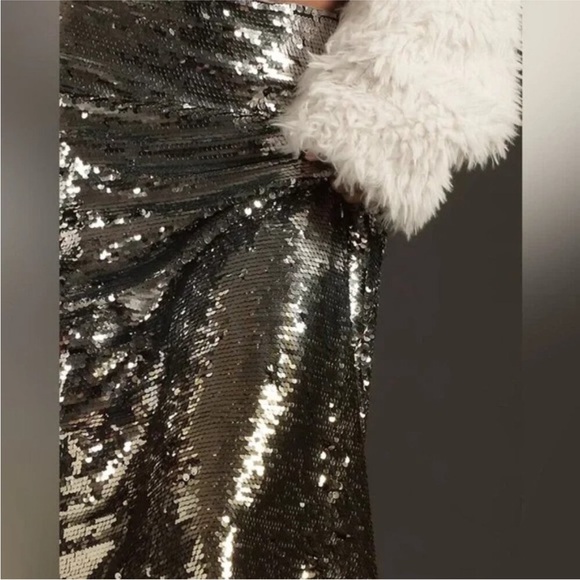 ANTHROPOLOGIE SEQUIN SILVER to GOLD MAXI SKIRT size M NWT $168 Show Stopper - Picture 2 of 7